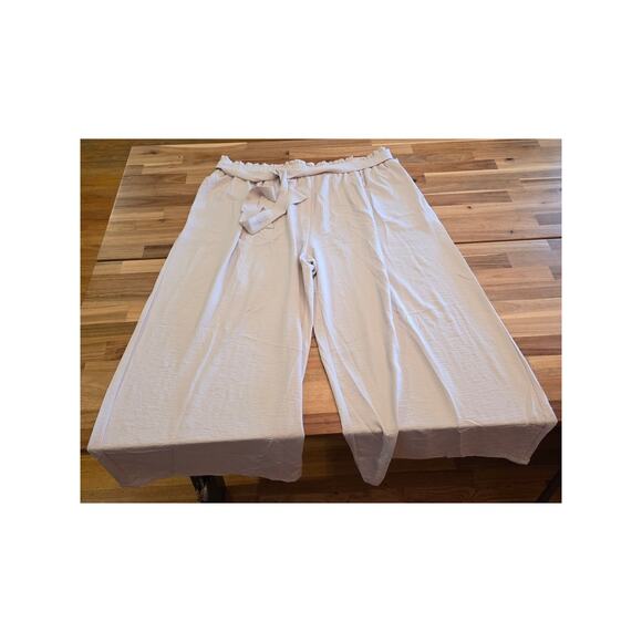 NWT AusLook Wide-Leg Pants – 5X | Champagne Elastic Waist w/ Ribbon Belt Dressy - Picture 2 of 7